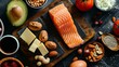 © Vlad - Comprehensive guide to nutritious fats  embrace salmon, eggs, avocado, nuts, seeds, and berries