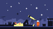 © Duet - A person lies on a city rooftop at night, stargazing with a telescope under a dark sky filled with bright stars.