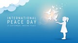 Free vector international peace day template with pigeon symbol