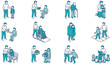 © Roshan - Kind people offering care support and compassionate assistance in everyday community situations icon set on transparent background vector illustration