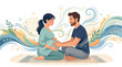 © Atelier d’Alya - Pregnant woman and her partner connecting with baby.