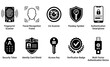 © Afjal12 - Authentication Devices and Security Icons Set with Fingerprint Scanner, Facial Recognition, Iris Scanner, Pass