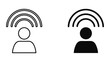 © Mijan  - Minimalist Human Connection Icons Featuring Wireless Signal Waves in Outline and Solid Vector Style