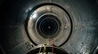 © TrueVision Stock - Hydropower Penstock Interior Steel Tube Looking Down Dam Infrastructure Engineering