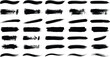 © photo forest - Collection of long black paint strokes with irregular rough edges and organic textures for modern designs.