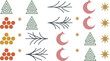 © MdFahim - Minimalist Winter Holiday and Christmas Vector Element Set Featuring Geometric Pine Trees, Crescent Moons, Starbursts, Pine Branches, and Festive Berries for Patterns