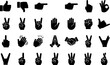 © AZAZUL - Collection of Hand Gestures Icons Including Thumbs Up, Thumbs Down, Pointing, Praying, and More