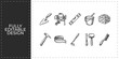 © Ashik  Khan - Sports achievement and athletic victory hand drawn doodle icons set featuring trophy medal and sports gear for health club and competition branding graphics set