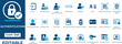 © Illustra_Vibe - User authentication and cyber security vector icon set. Includes biometric login, MFA, password, fingerprint, face recognition, secure access.