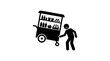 © Atule - Person struggling to push a food cart with products.