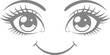 © Stock Soul - Un diseño estilizado de una cara feliz con grandes ojos de estilo anime y una boca sonriente