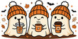 © MdHabibur - Cute halloween ghost shirt design with autumn drinks perfect for fall spooky season apparel