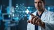 © Sukon - A doctor interacting with a digital health monitor system visualization using holograms.