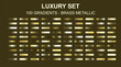 © deesignvalue - Luxury brass metallic gradients set, 100 gold and bronze metal swatches, premium polished texture vector collection for elegant branding and graphic design