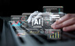© InfiniteFlow - Hands Typing on a Laptop Keyboard Overlaid with Digital Graphics Representing Artificial Intelligence, Data Analysis, and Cybersecurity Threats in Modern Technology Environment Quark.