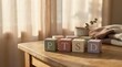 © Undersea - PTSD wooden blocks on table with warm sunlight, coffee cup and blanket nearby, mental health awareness and therapy concept.