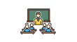 © kiki__ - Classroom Education Vector Icon with Teacher and Students