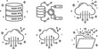 © S O H A G - Big data cloud computing database analytics vector line art icon set with binary network storage server and folder
