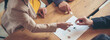 © aFotostock - Banner Business connections strategy synergy team solution. Banner Implement puzzle improve communication solve synergy team connection plan trust strategy. Piece of jigsaw assembly with copy space