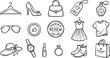 © MstLaky - Shopping fashion and boutique line icon set cute doodle dress bag shoe hanger badge ring vector