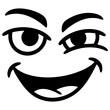 © habibullahmhs - Mischievous Cartoon Face With Squinting Eyes And Confident Smile Line Art Isolated on a Transparent or White Background