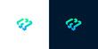 © Eunois - Modern abstract geometric 'H' logo design in green and blue gradient on dark and light backgrounds, clean and futuristic branding for tech or business