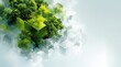 © tarik - Futuristic Green Digital Background with Forest and Geometric Cubes, Sustainable Technology Concept
