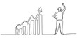 © Simple vector design - Continuous line drawing of a happy businessman with a growing bar chart