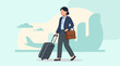 © Orhan - Businesswoman traveler with suitcase and briefcase at airport illustration