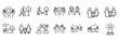 © Purnorup Dream IT  - Care line icons set with family, love, elderly, couple, support, help, hands, children, senior, parents, community, human, health & more vector illustration with editable stroke.