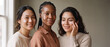 © itlada - Diverse women during their skincare routine, captured in a warm natural portrait with white cosmetic cream on their faces, ideal for beauty brand advertising and wellness marketing