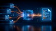 © Home Stock - Central CPU processor extracting data from digital documents in a glowing electronic network representing artificial intelligence and automated file analysis