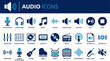 © THIBNH - Comprehensive Audio Media Icon Collection Featuring Versatile Music Sound Symbols and Digital Signal Vector Illustration Elements for Multimedia Interface Design Graphic Set.