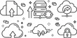 © MD - Cloud computing and database server line art vector icon set featuring upload backup share and security lock elements
