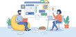 © ALPHA 2.0 - Team Working Remote on Business Project Task Management Flat Vector Illustration