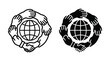© Lutfor - Diverse hands holding world globe circle icon with collaboration togetherness partnership community cooperation diversity teamwork connection international together