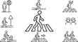 © Imran - Pedestrian crossing and urban road safety traffic thin line icons set isolated on white background