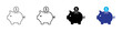 © Ruhul - Piggy bank savings icon set with coin in outline, solid glyph and flat color style isolated on white background