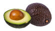© Lucas - Isolated whole and half ripe avocado fruit with seed, fresh healthy nutritious ingredient