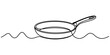 © Digital Illustration - Continuous single line drawing of a frying pan for cooking food Vector, illustration