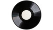 © Conor - Isolated black retro vinyl record with blank white label for music streaming or listening