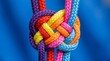 © Roza - Colorful knotted ropes on blue background