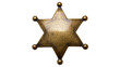 © Aoife - Isolated aged golden sheriff star badge representing Wild West law enforcement and authority
