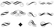 © Umme - Calligraphic swirl floral ornaments. Modern swirling flourishes, wreath, romantic card decorative swirl and wedding card decor curls swirls dividers set. Black curly thin lines
