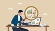 © kadir - Market research data analysis, analyze business data financial report, SEO analytics profit earning concept, businessman analyst with magnifying glass analyze data computer laptop
