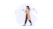 © Nityas - Woman in Trench Coat with Bank and Dollar Symbol Icons, Business and Finance Concept