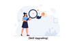 © Kael - Woman with Magnifying Glass Examining Data Chart, Symbolizing Skill Upgrading and Knowledge Acquisition