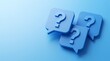 © Md Arif Babu - Three blue question mark speech bubbles, a conceptual visual for FAQs and customer support. A modern 3D render representing queries, problem-solving, and communication.