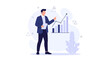 © Sammy - Businessman presenting financial growth chart, data analysis, business success, strategy, and planning