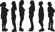 © Curto - vector, silhouette of a side view of a group of women standing